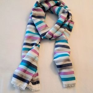 Talbots pink/turquoise/grey striped scarf
